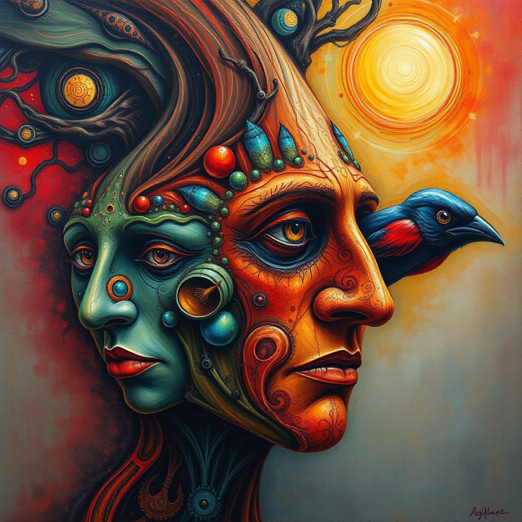 Surrealist Message in a Bottle Scene