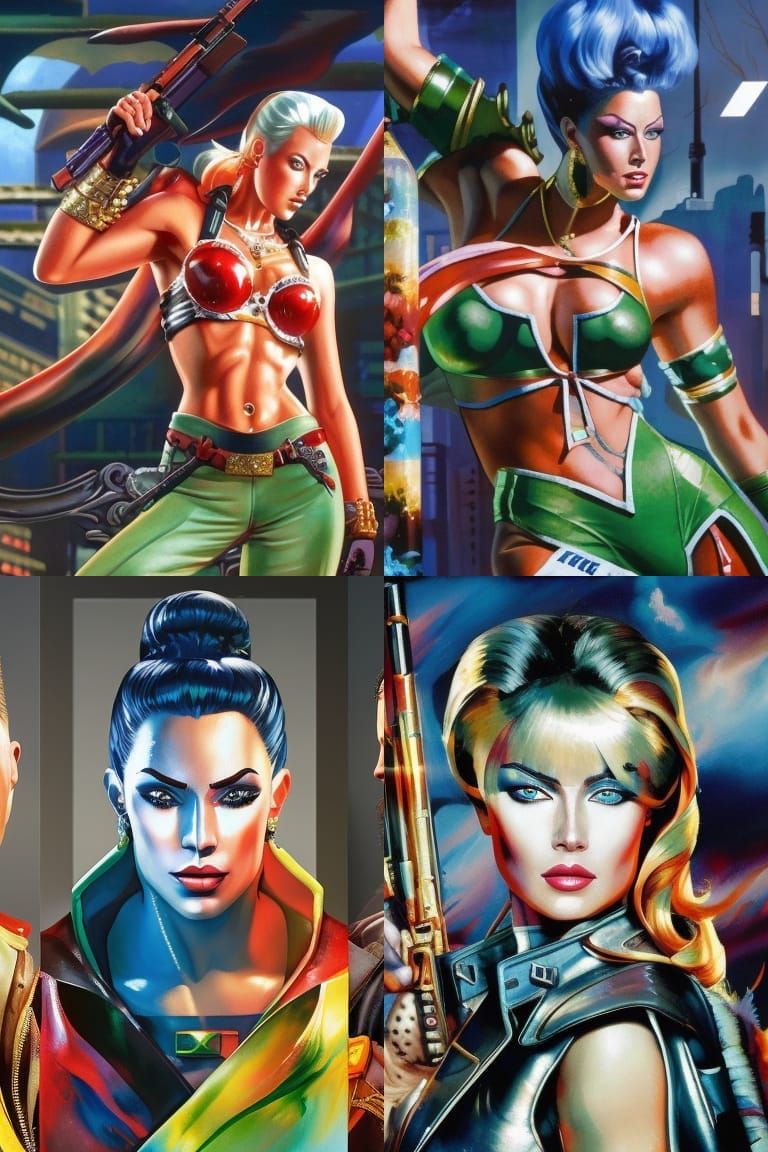 Brigitte Nielsen as Streets of Rage Character in Gouache Sty...
