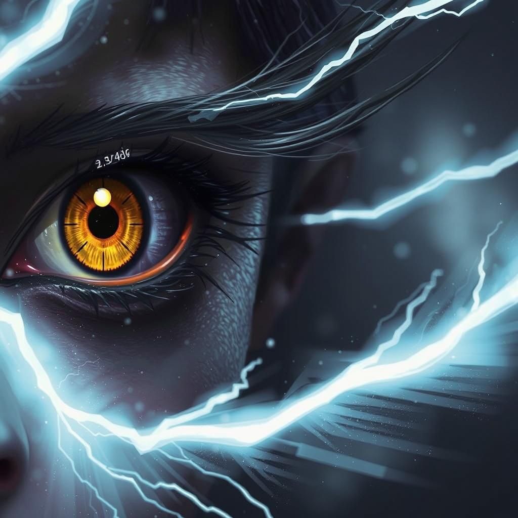 Electrifying Gaze: Hyperrealistic Face with Glowing Eyes