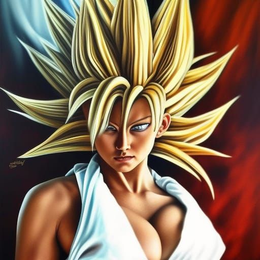 Beautiful Super Saiyan Portrait in Oil Painting Style