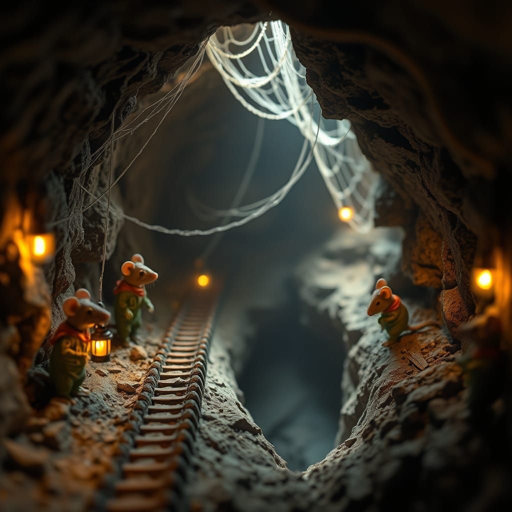 Rats in Miner's Gear Explore Mysterious Mine