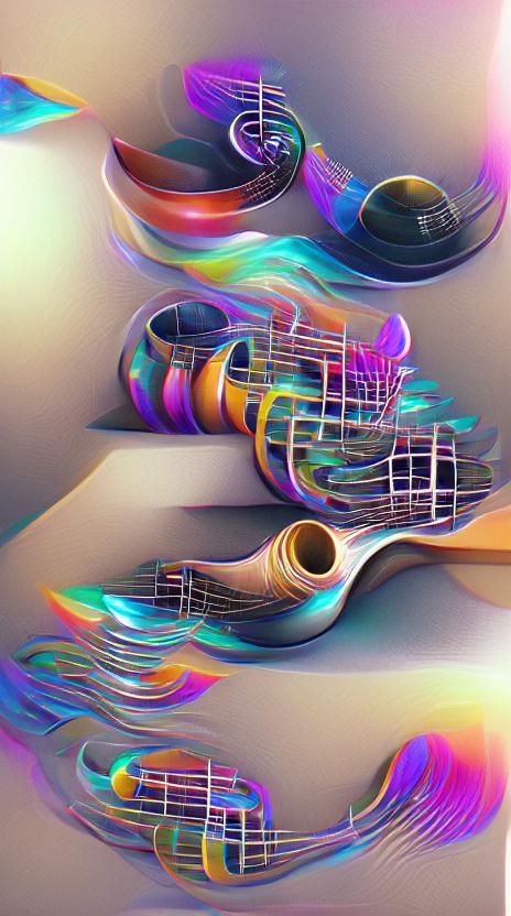 Iridescent Musical Vortex in 3D Digital Art