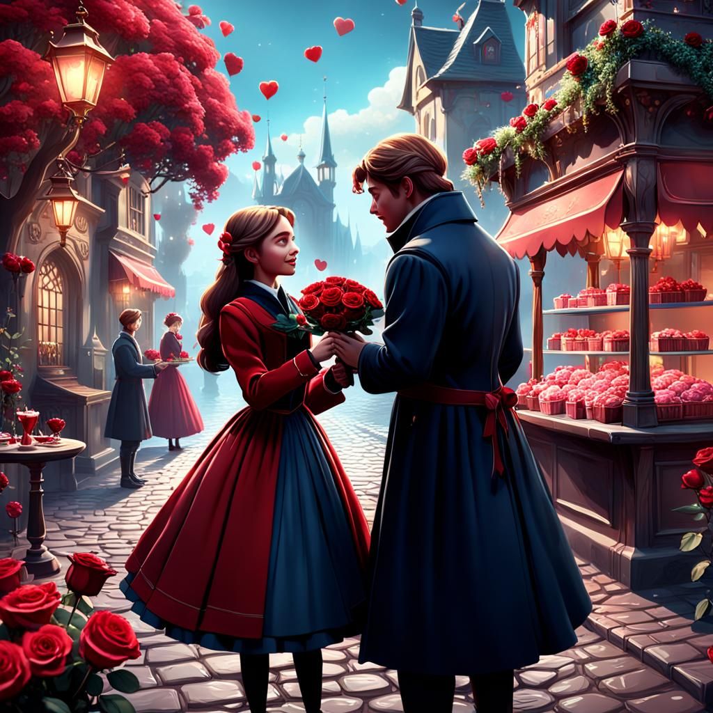 Romantic Valentine's Day Scene in Detailed Matte Painting