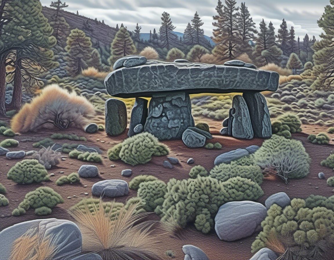 Moss Covered Dolmen in Oregon's High Desert