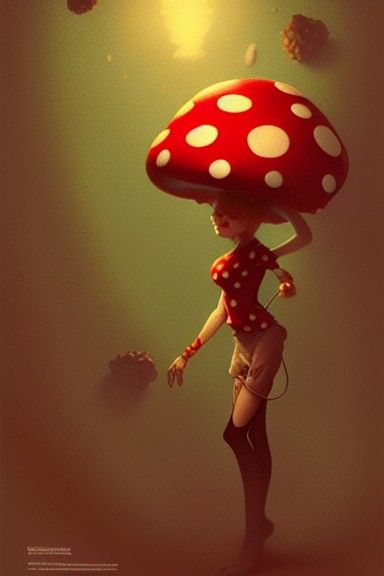 Cute Mushroom Character in Chibi Style Digital Art