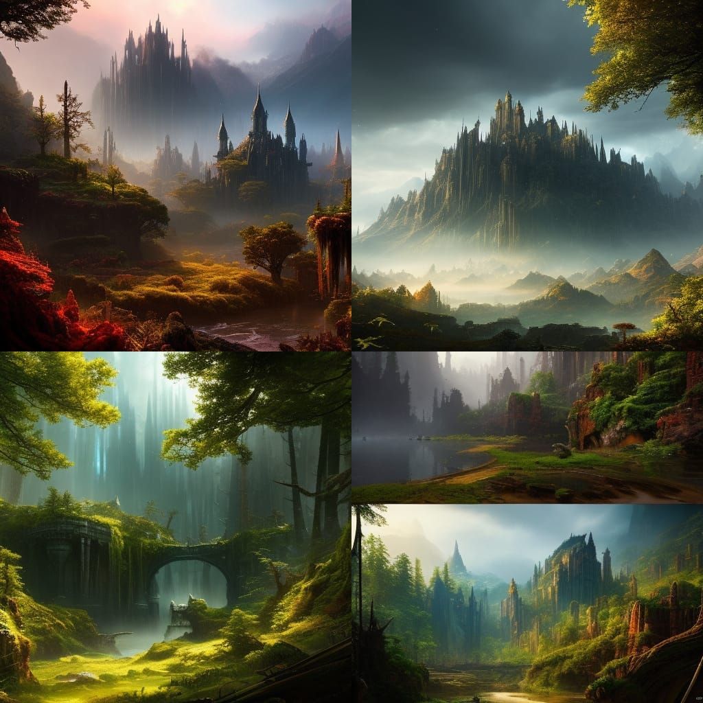 Dramatic Fantasy Landscape in Purple and Yellow