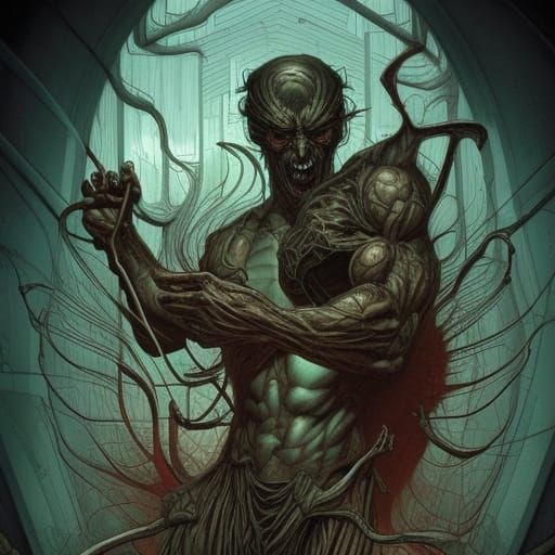 Hyperrealistic Doctor Demon in a Hospital, Comic Art