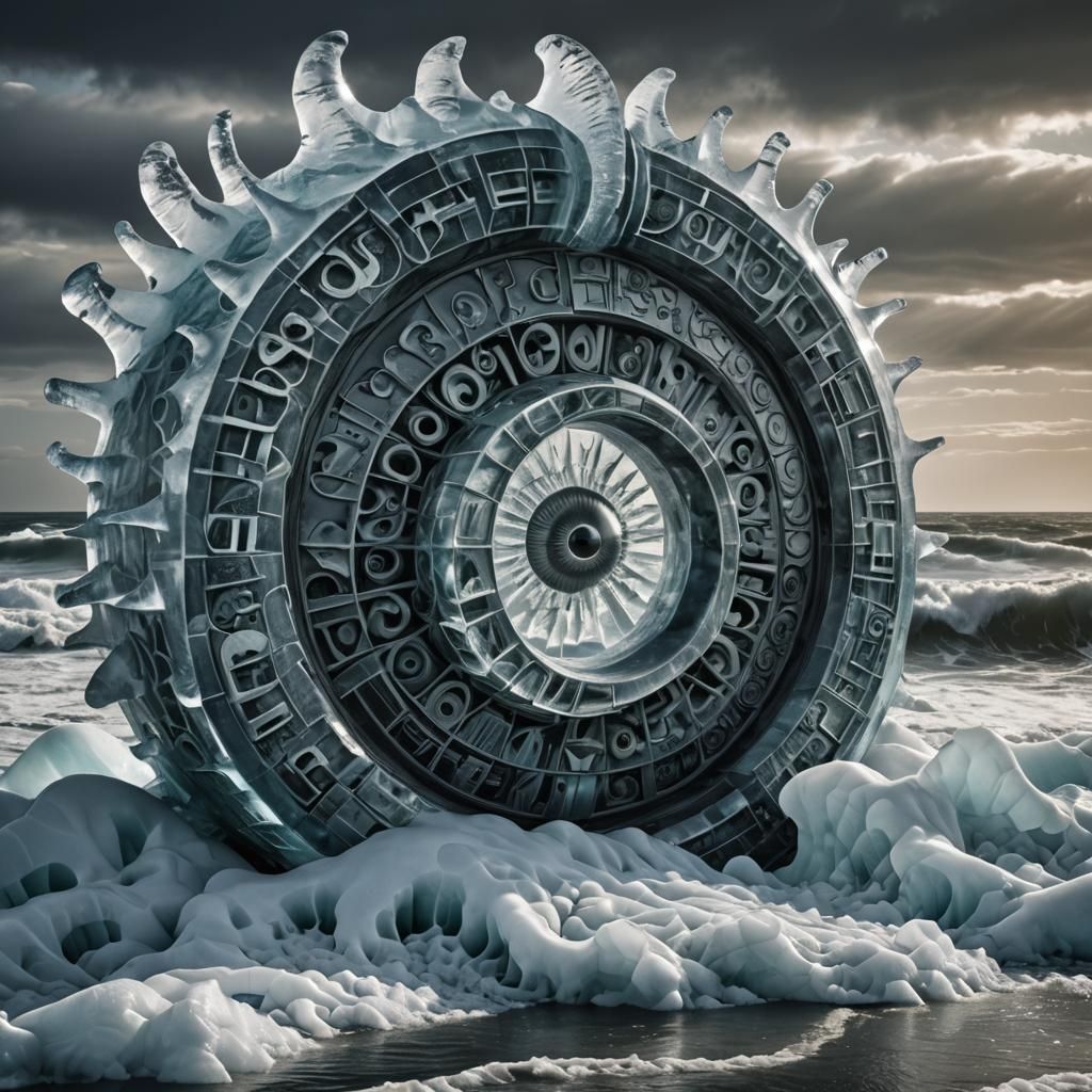 Surreal Ice Sculpture with Mystical Eye