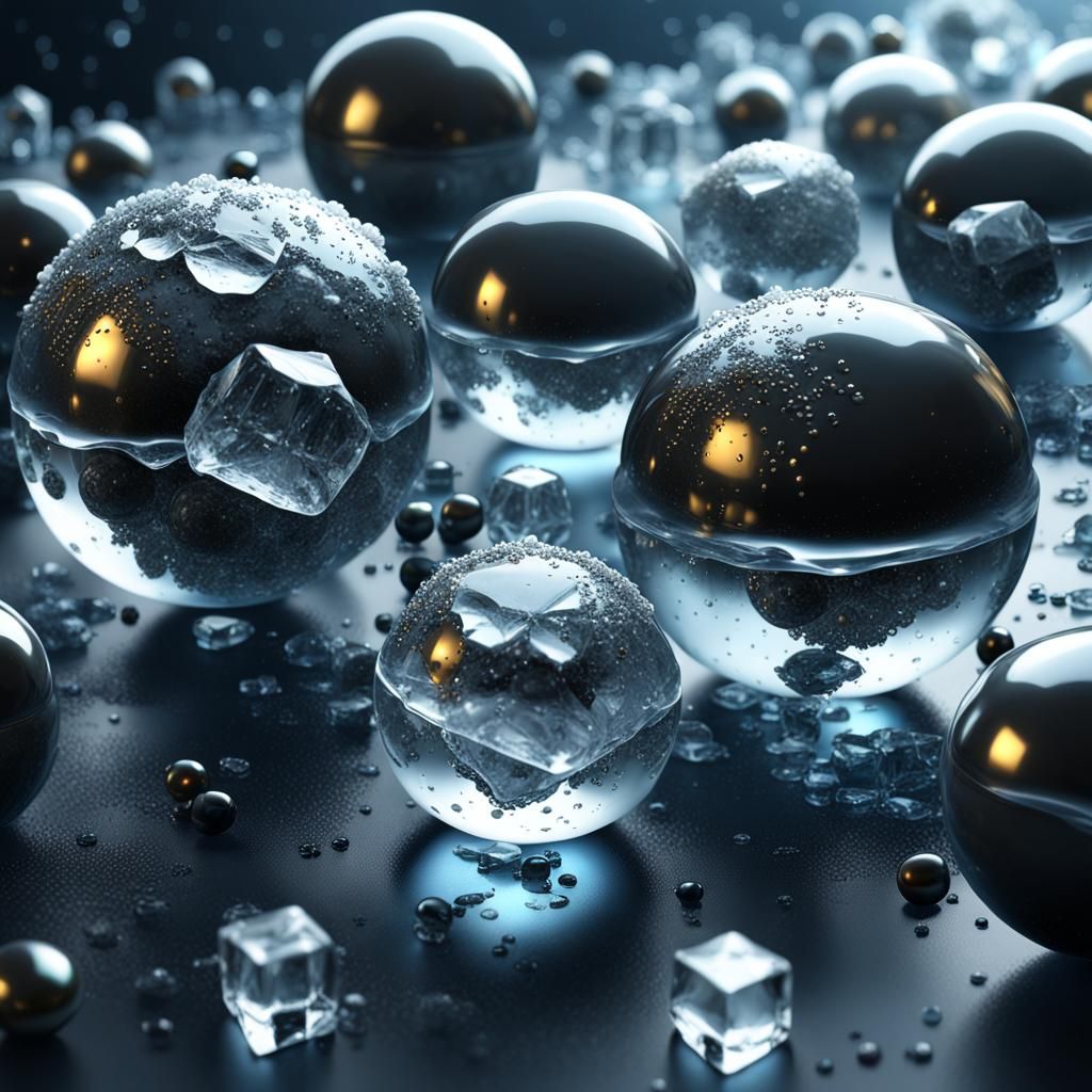 Ice balls black pearls pyrite dotted diamonds freezing ice c...
