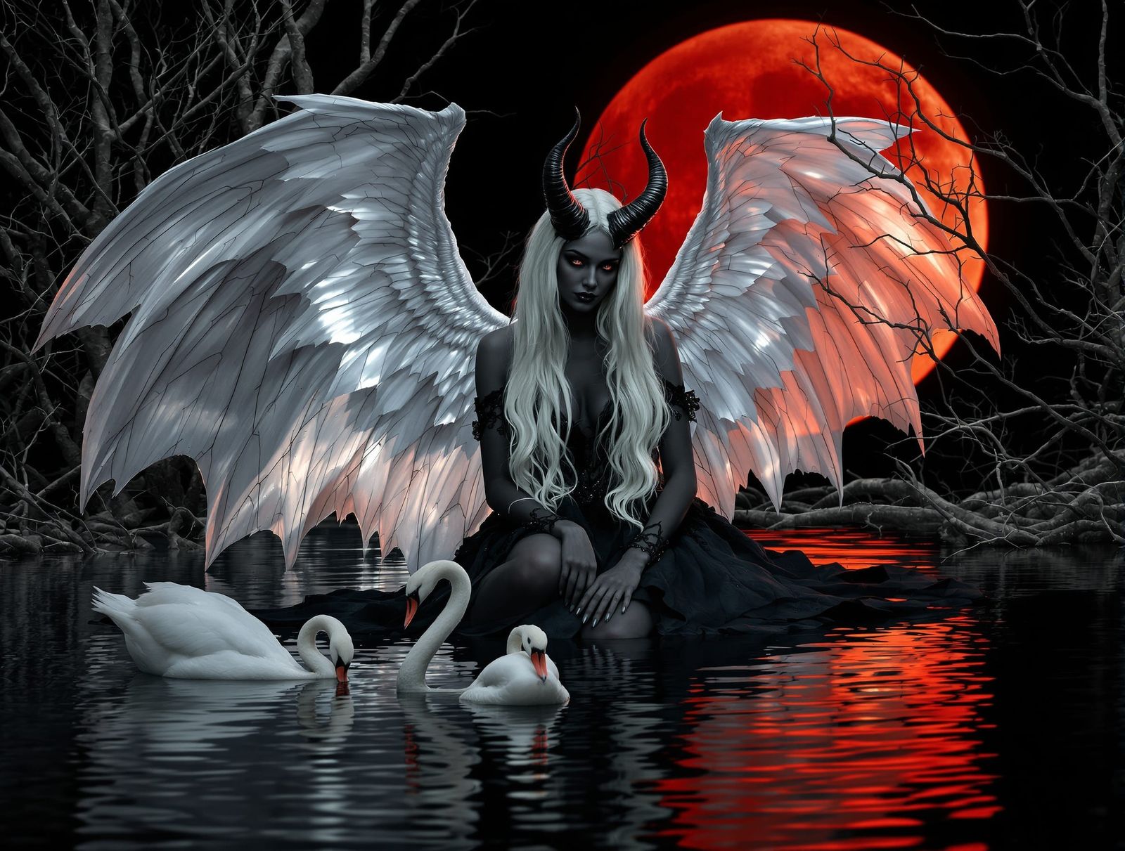 Crimson Moonlit Demon by Onyx Lake