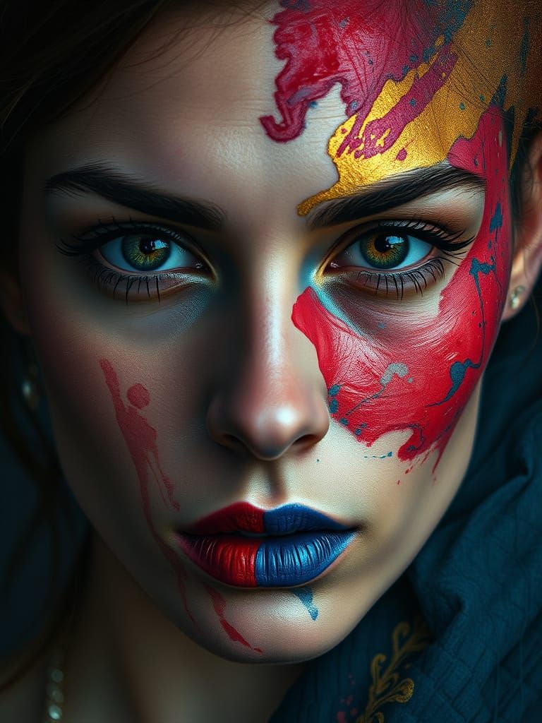 A Woman's Soul Blends Reality and Art in Vibrant Oil Paint