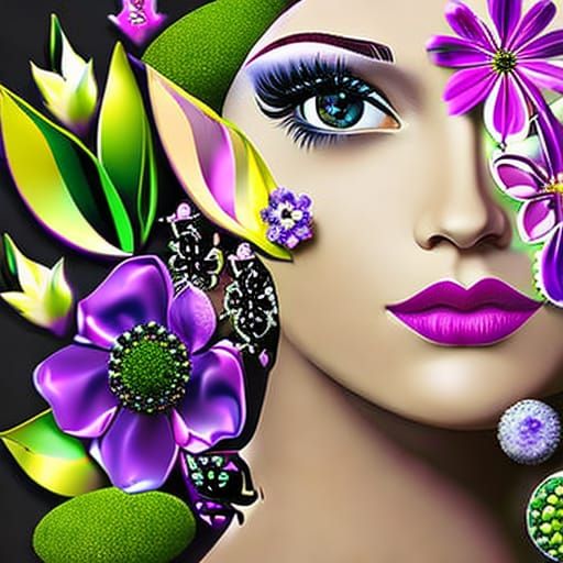 Floral Feminine Face: A Beautiful Botanical Portrait