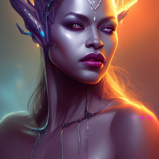 Drow Spider Queen Portrait in Hyperdetailed Digital Art