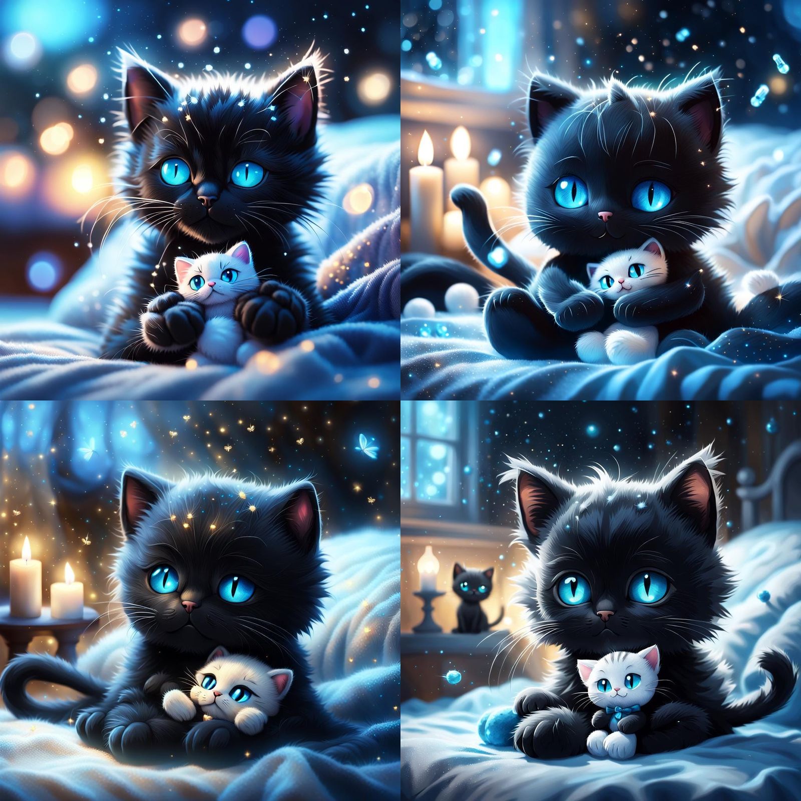 Magical Kitten Snuggles: A Digital Art Masterpiece