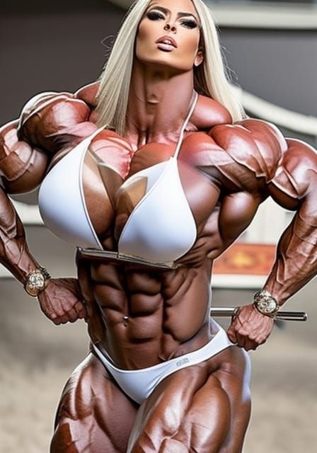 Voluptuous Redhead Bodybuilder Posing for Camera