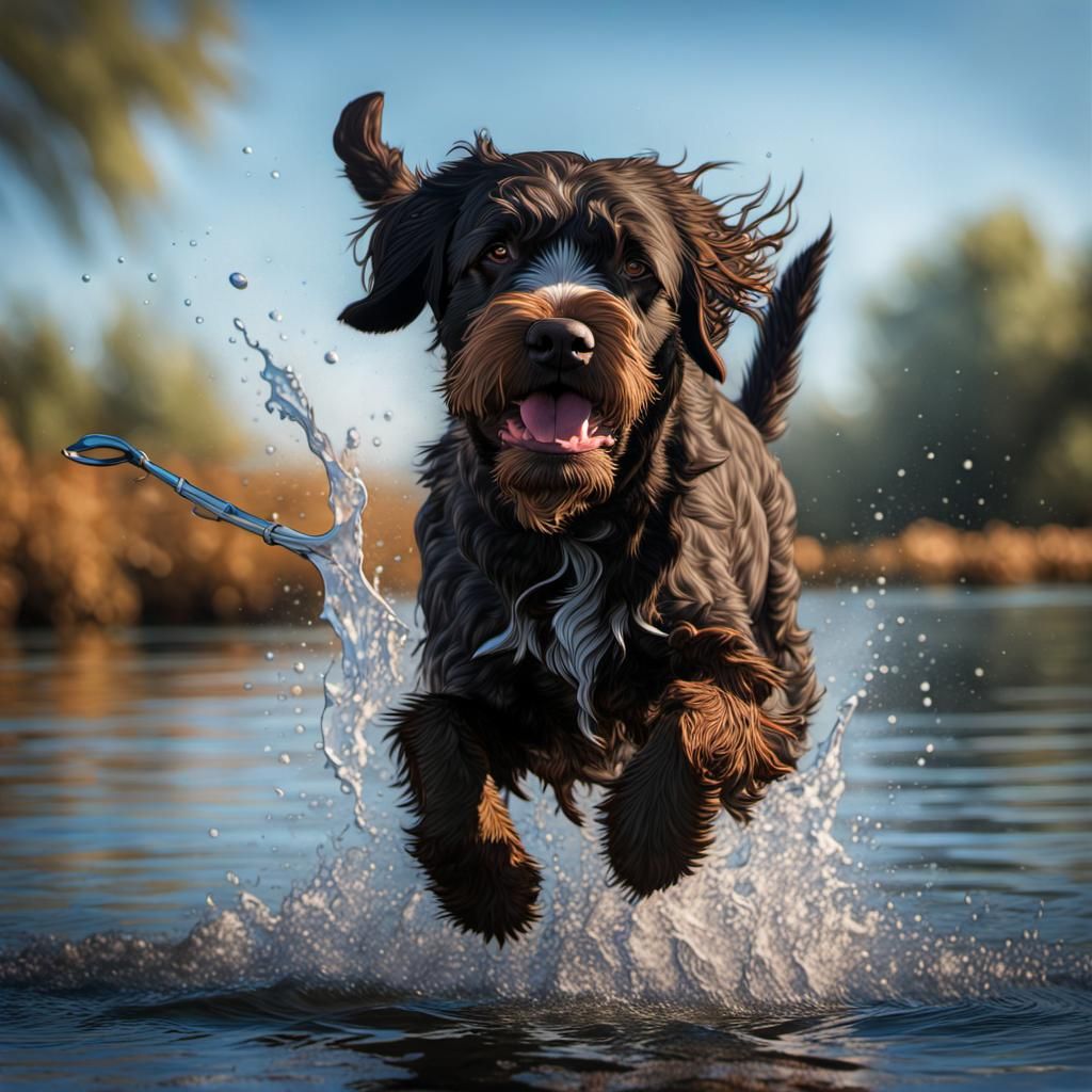Black Griffon Leaping for a Stick: Splash Art