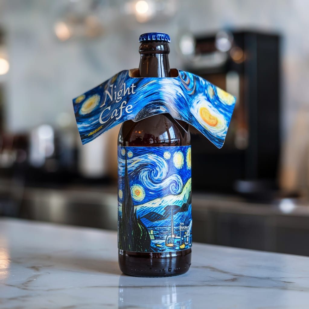 Beer Bottle Label Inspired by Van Gogh's Starry Night