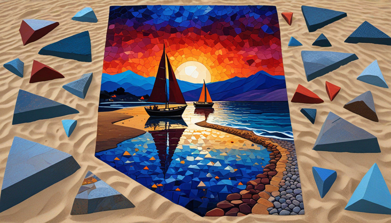Surreal Sunset Scene in Impasto Style with Whimsical Citysca...