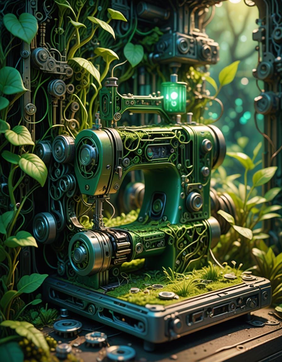 Nature's Ecosystem Thrives Inside Sewing Machine