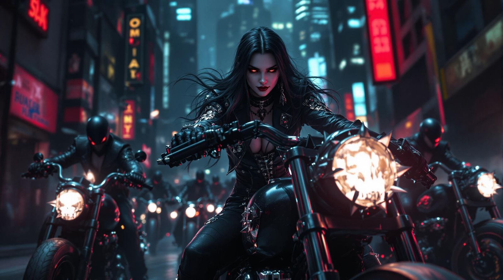Vampire Biker Gang Leader in Gritty Futurism