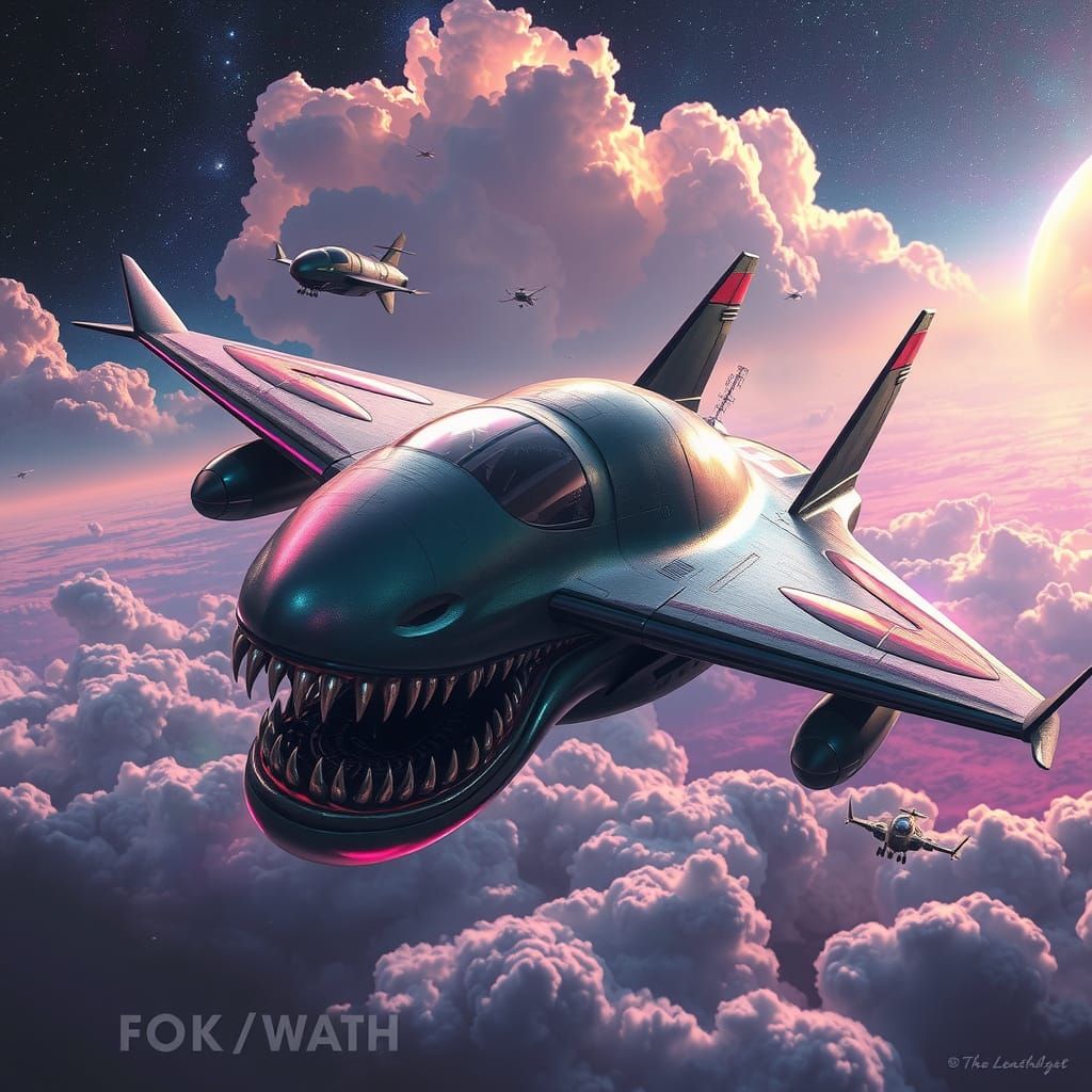 Slime Fighter Jet Soaring Through Cosmic Dreamscape
