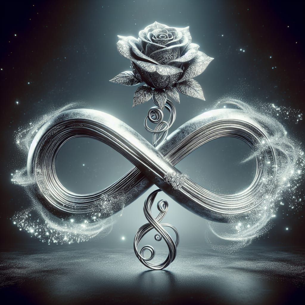 Silver Infinity Symbol with Diamond Rose