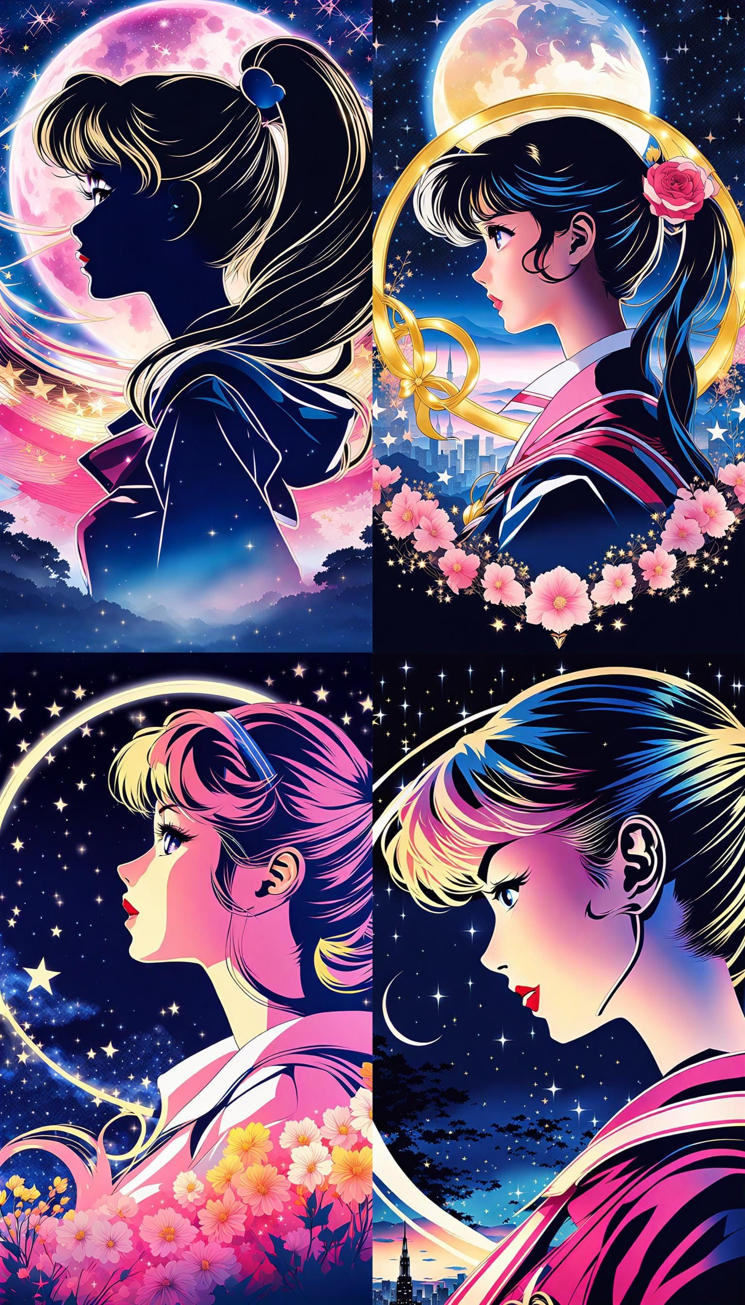 Sailor Moon Double Exposure in Manga Style