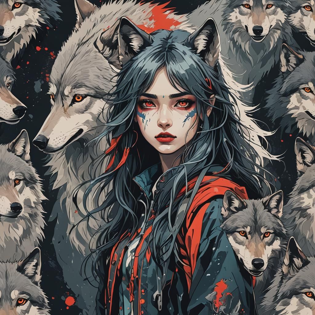 Contrasting Colors Highlight Wild Wolf Girl