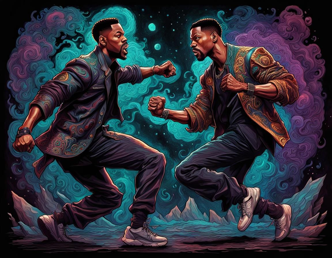 Will Smith Punches Chris Rock in Dark Fantasy Art