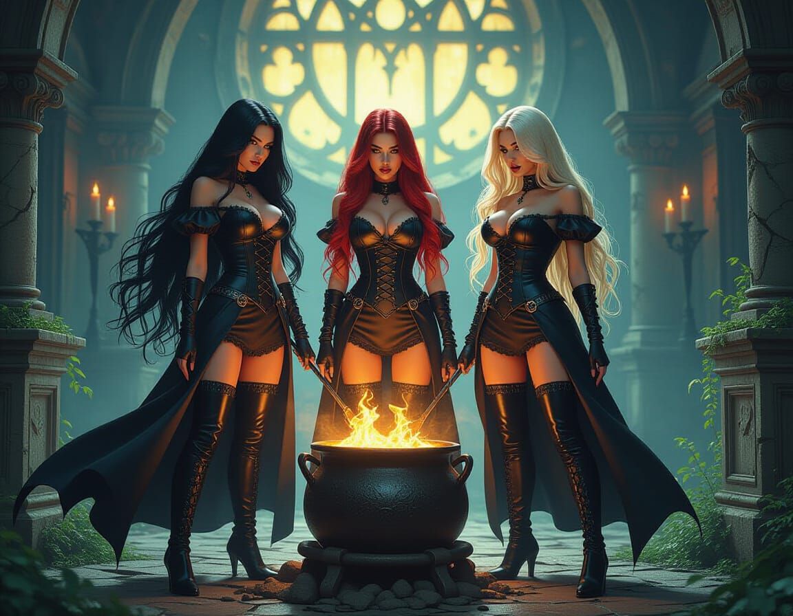 Witches Summon Spirits in Ruined Mansion