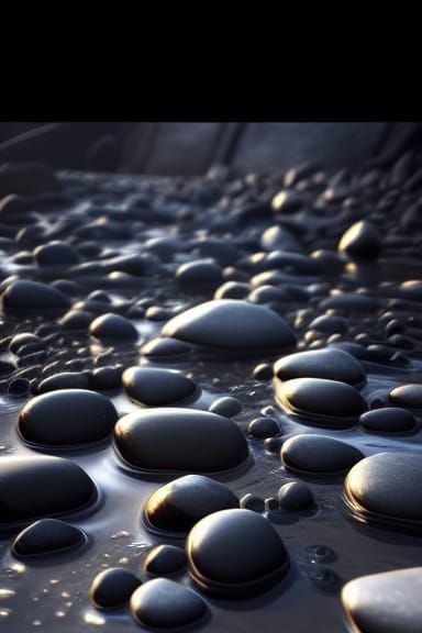 River Zen Stones in Dark Fantasy Style