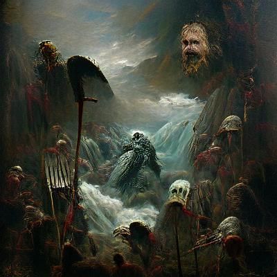 Valhalla in a Dark Gothic Horror Style