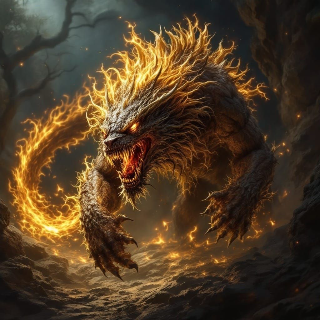 Majestic Manticore Illuminated by Radiant Light