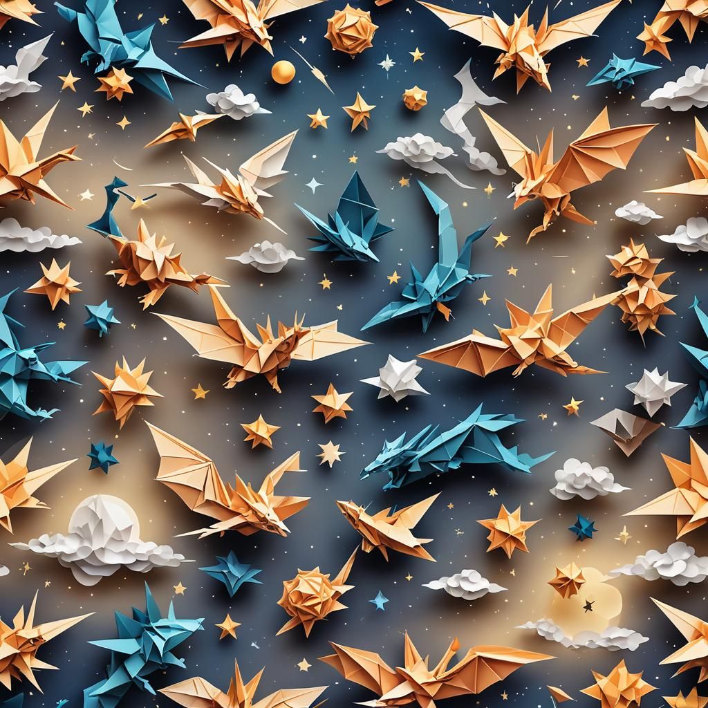 Origami Dragons Dance Among the Stars