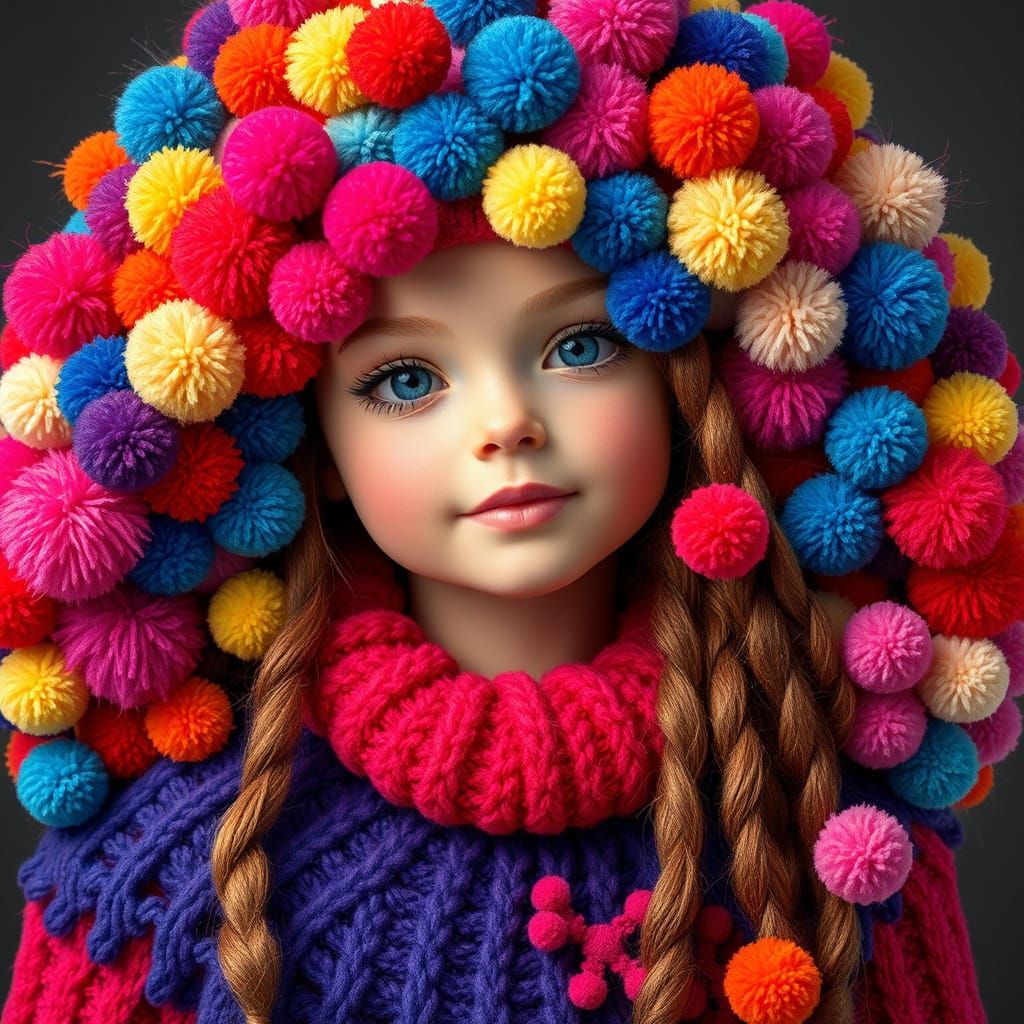 Playful Pom Pom Character of a Stunning Young Woman