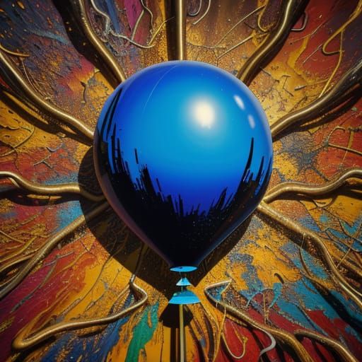 Surreal Balloon in Arrows: Vibrant Oil Painting