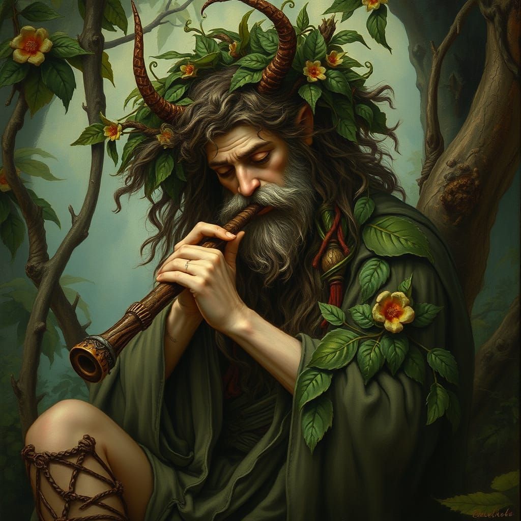 Satyr with Pipe in Rococo Art Style