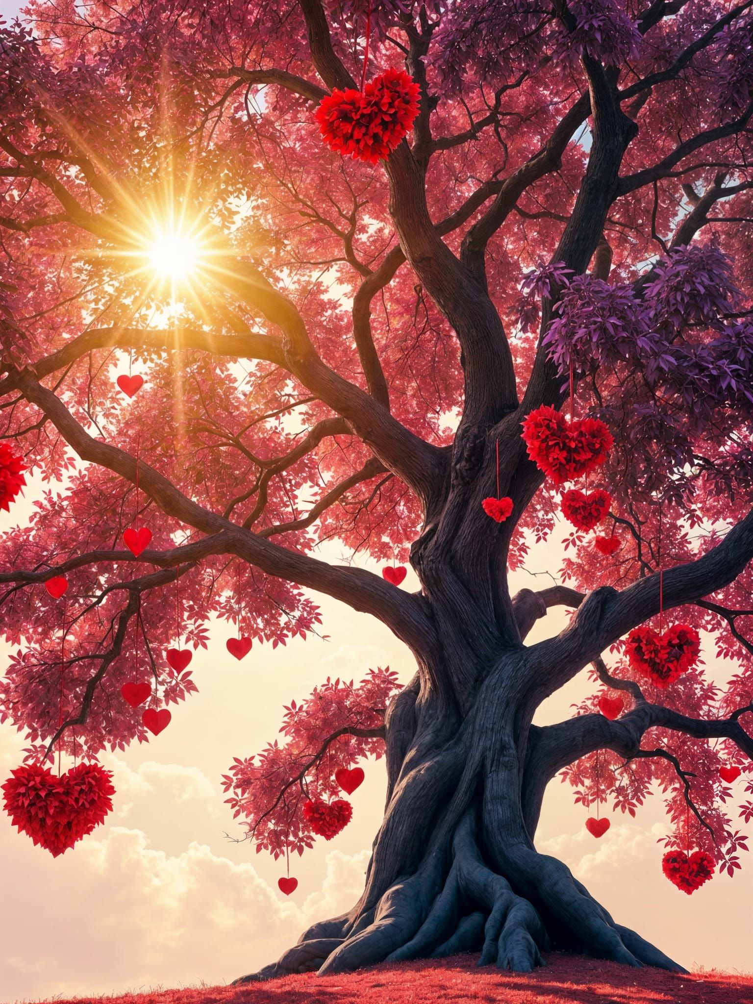 Surreal Valentine's Tree Radiates Intense Purple Beauty