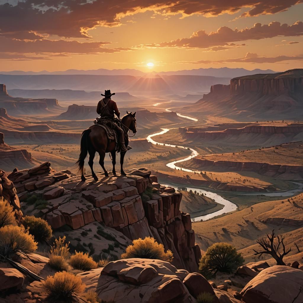 Cowboy Sunset in Red Dead Redemption Style