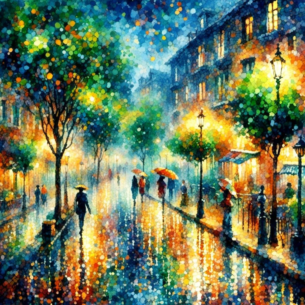 Rainy Night in Georgia: Watercolor Style