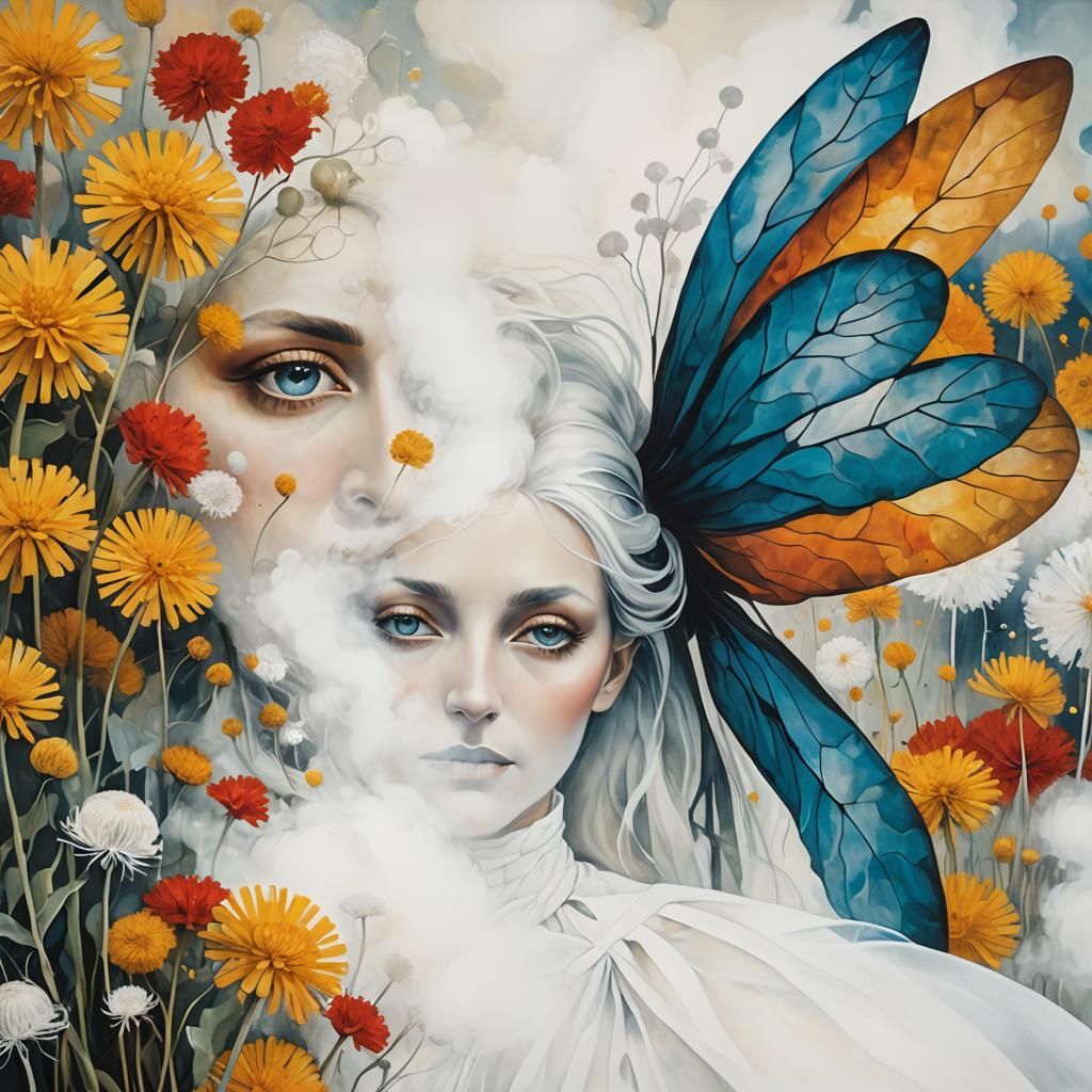 Surreal Portrait of Ghostly Woman in Dreamscape