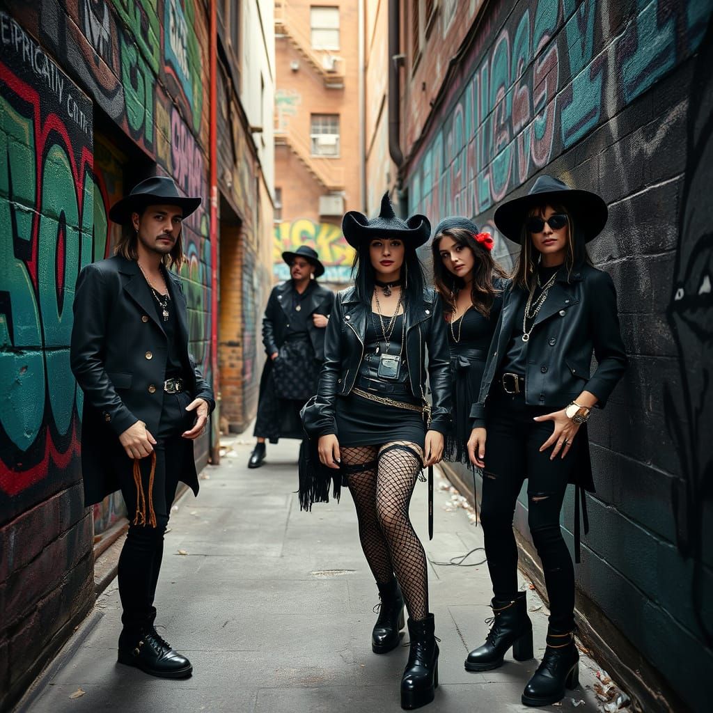 Goth Street Team in Urban Alleyway Photography