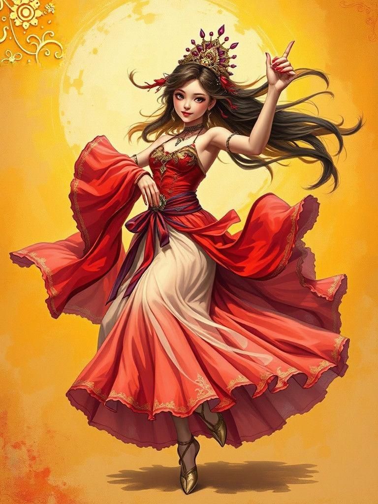 Whimsical Dancer Portrait in Octopath Traveler Style