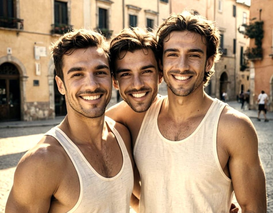 Attractive Gay Men Portrait in Bad Boy Aesthetic