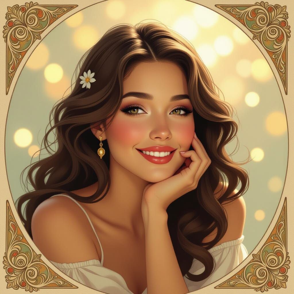 Woman in Dreamy Art Nouveau Style