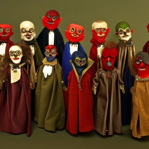 Vampire Puppet Meeting in Zombiecore Naive Art