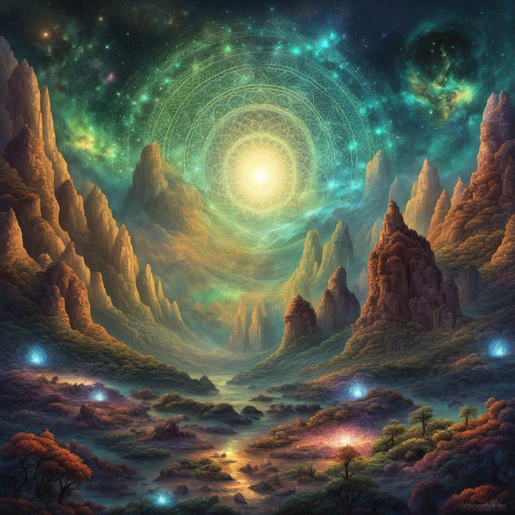 Surreal Socotra Island Landscape Under Celestial Aurora