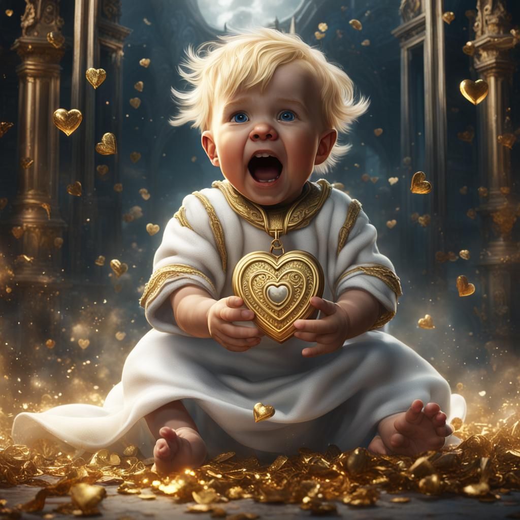 Golden-Haired Baby Boy with Heart Locket