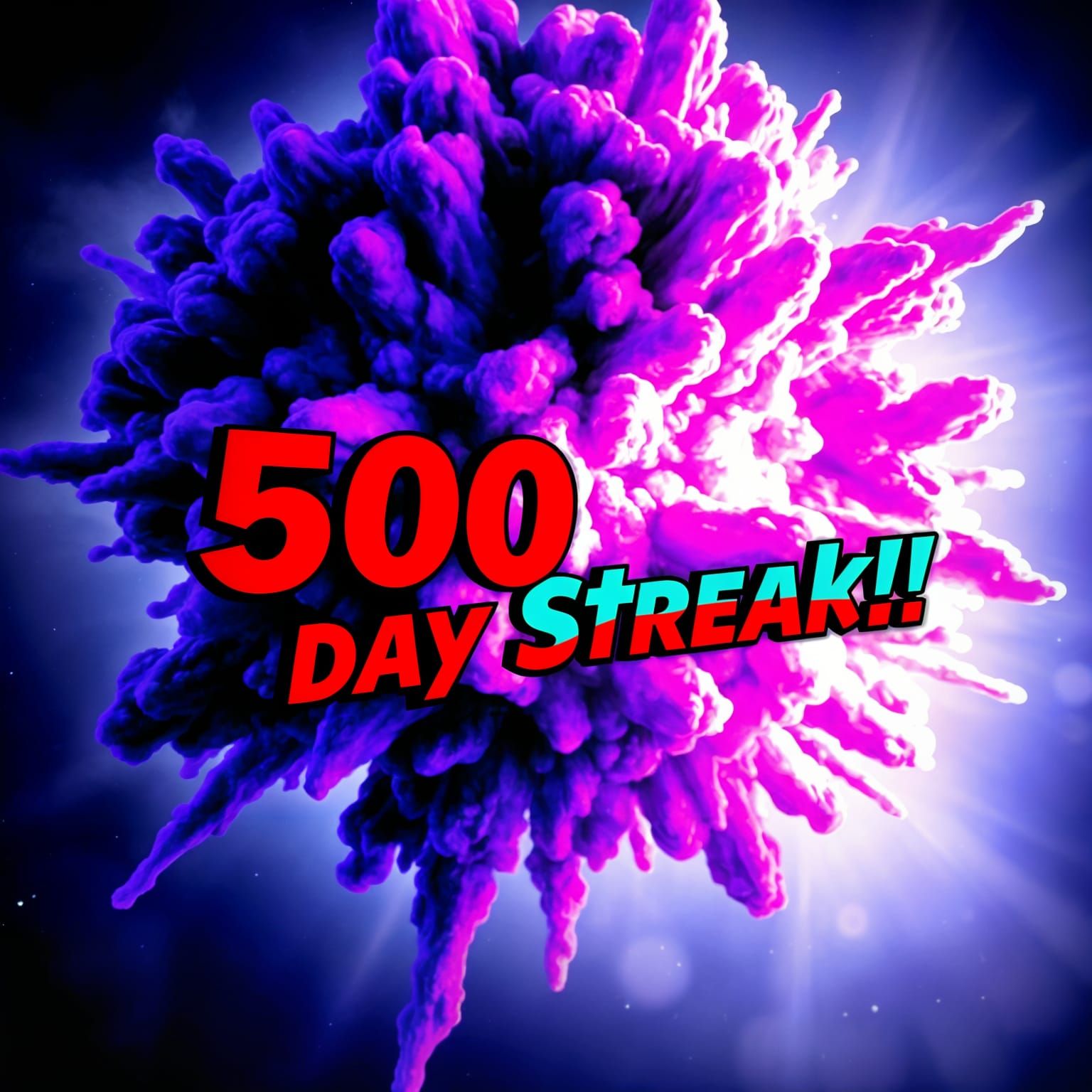 Giant Cosmic Purple Explosion with Bold Text