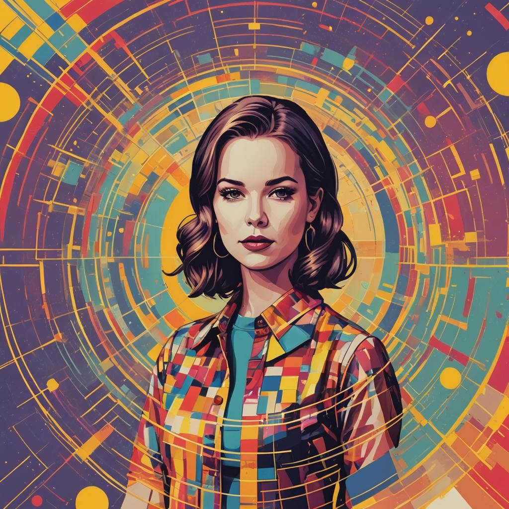 Pop Art Portrait in Geometric Bauhaus Style